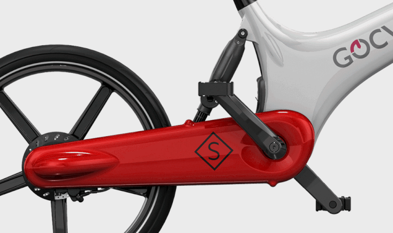 Gocycle's patented single sided Cleandrive keeps oil and grease off your clothes, is designed to be a maintenance free chain drive, and is also a monocoque design.